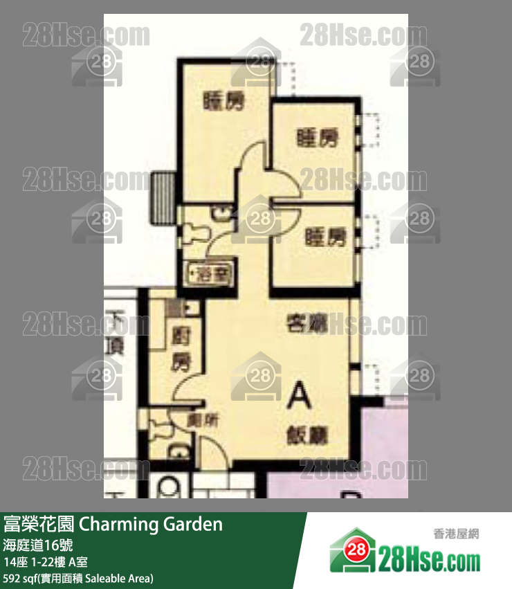 富荣花园 14座21楼 A室 平面图