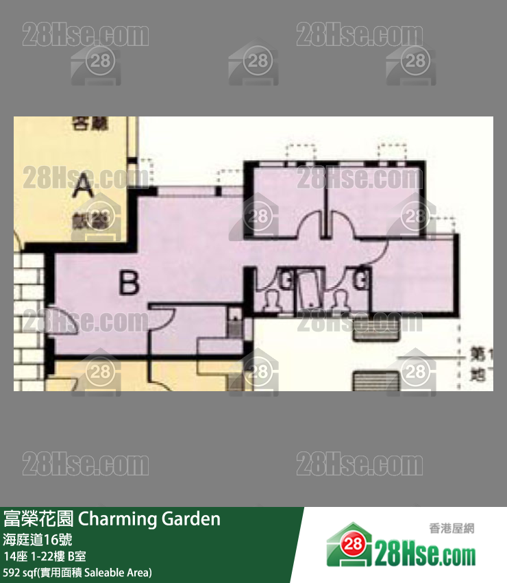 富荣花园 14座22楼 B室 平面图