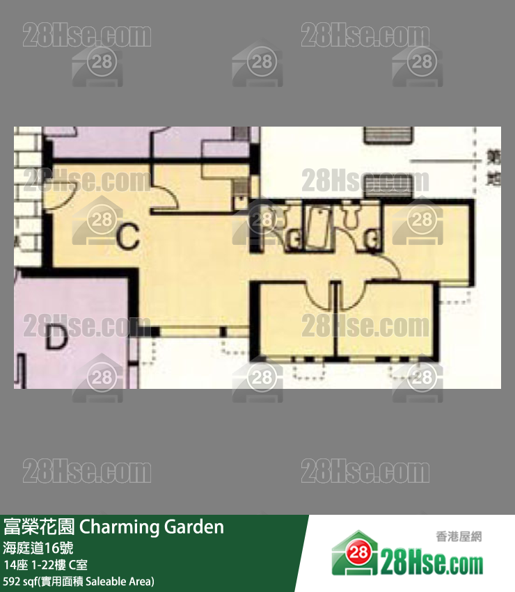 富荣花园 14座20楼 C室 平面图