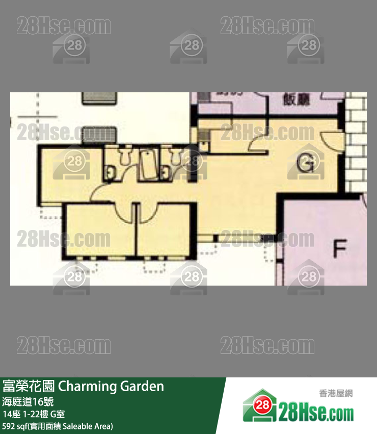 富荣花园 14座18楼 G室 平面图