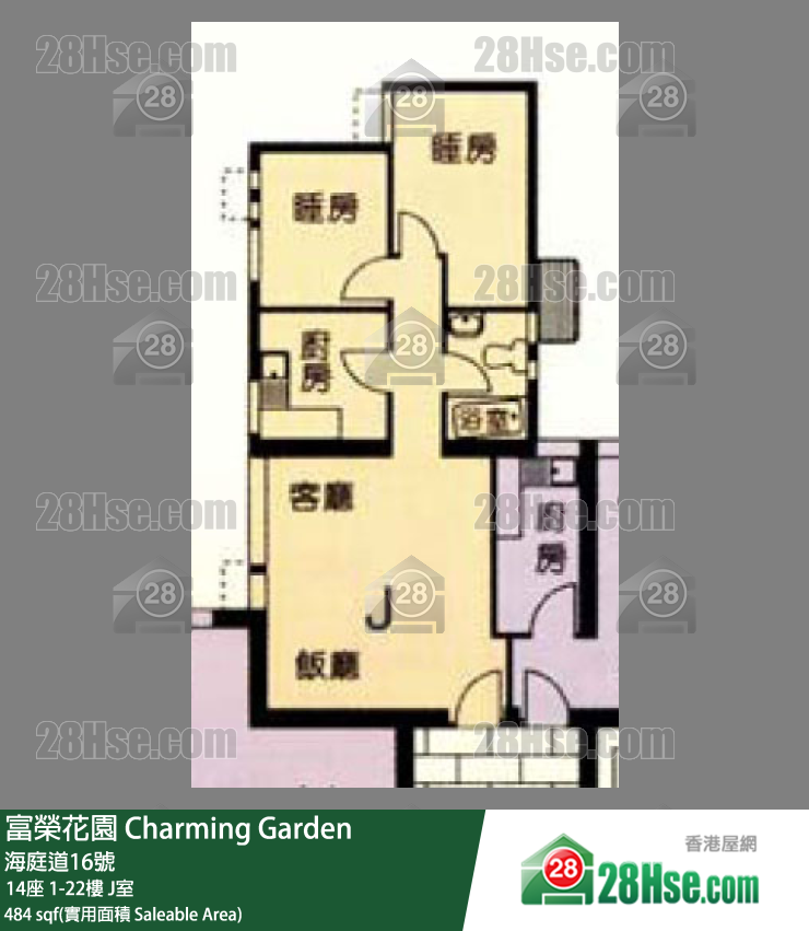 富荣花园 14座21楼 J室 平面图