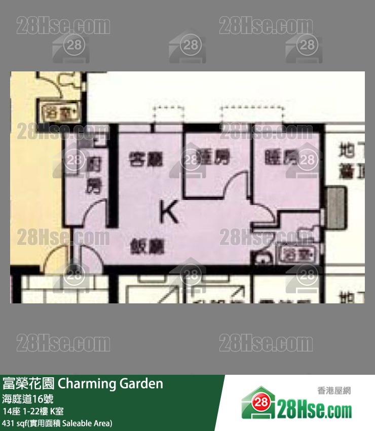 富荣花园 14座 10楼 K室 平面图