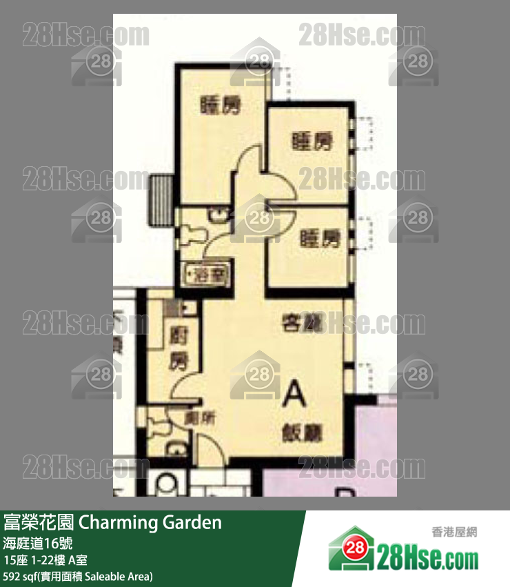 富荣花园 15座13楼 A室 平面图
