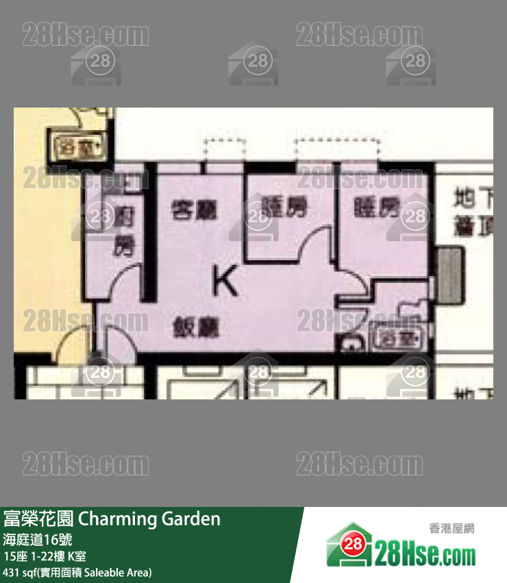 富荣花园 15座22楼 K室 平面图
