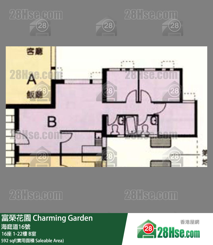 富荣花园 16座 3楼 B室 平面图