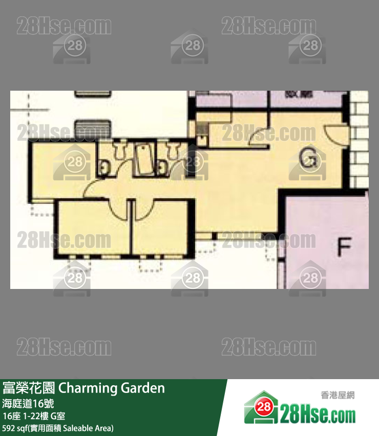 富荣花园 16座8楼 G室 平面图