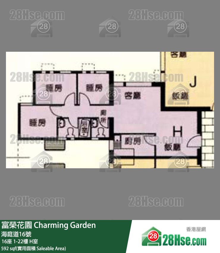 富荣花园 16座6楼 H室 平面图
