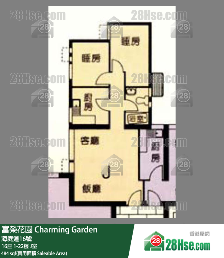 富荣花园 16座10楼 J室 平面图