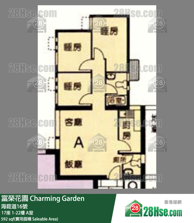 富荣花园 17座9楼 A室 平面图