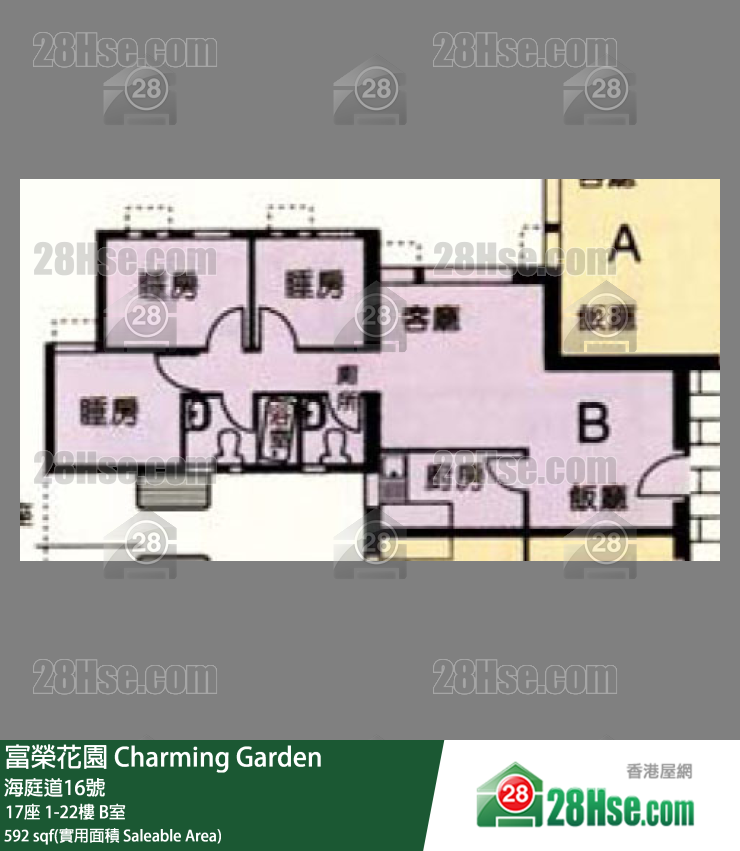 富荣花园 17座7楼 B室 平面图