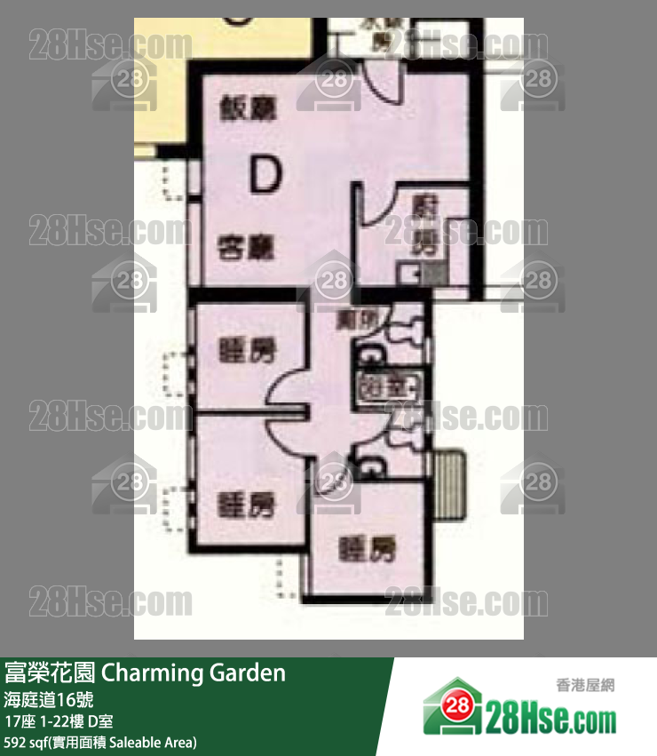 富荣花园 17座8楼 D室 平面图