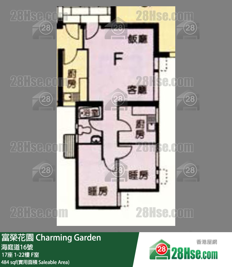 富荣花园 17座17楼 F室 平面图