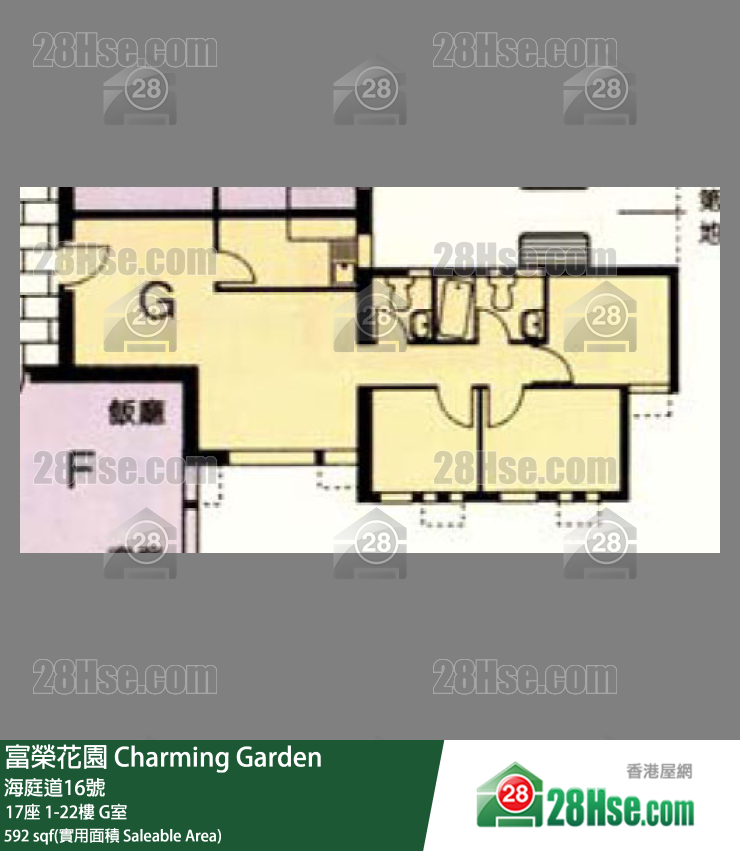 富荣花园 17座14楼 G室 平面图