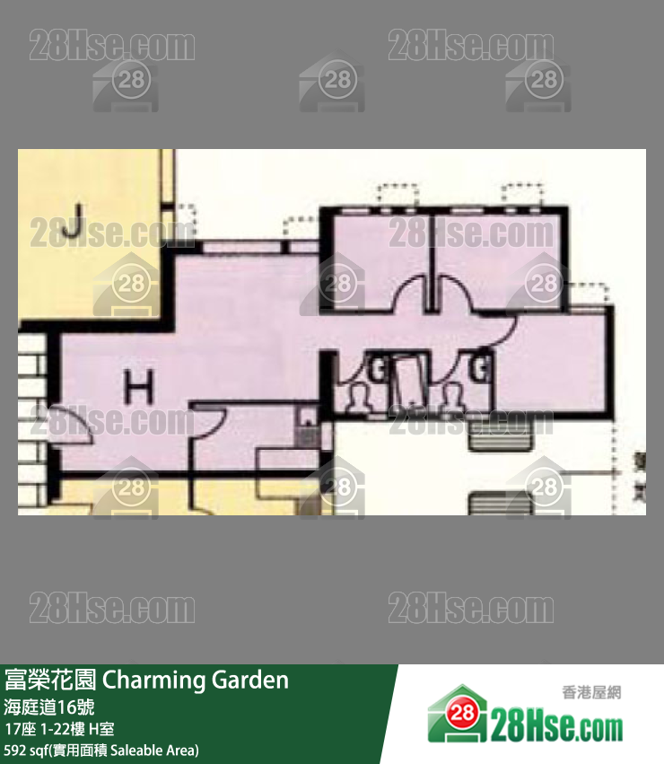 富荣花园 17座14楼 H室 平面图