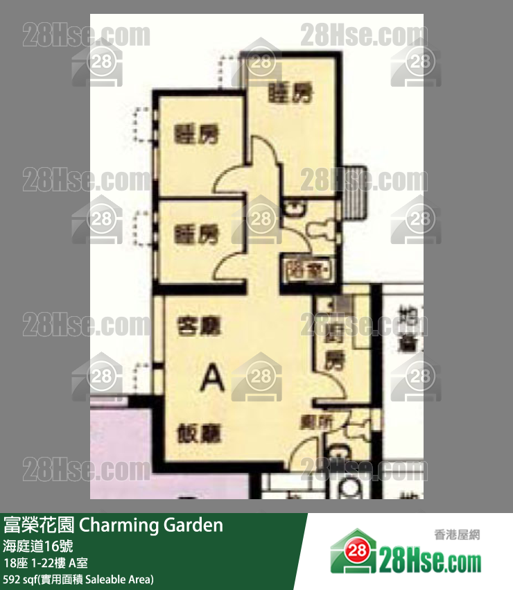富荣花园 18座18楼 A室 平面图