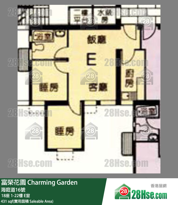 富荣花园 18座 17楼 E室 平面图