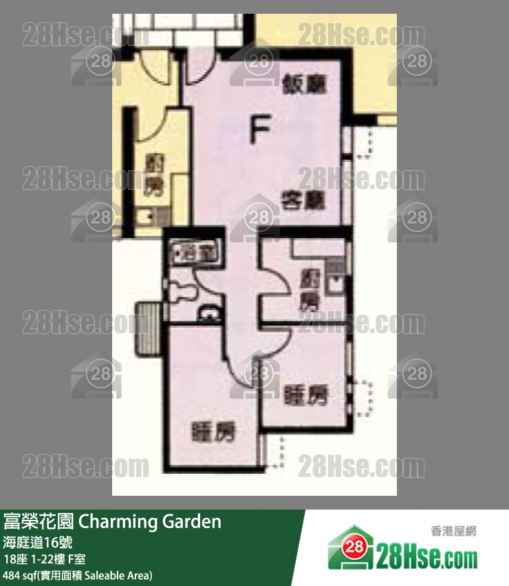 富荣花园 18座8楼 F室 平面图