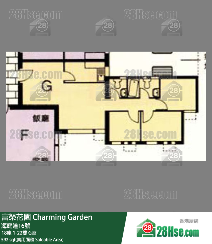 富荣花园 18座19楼 G室 平面图