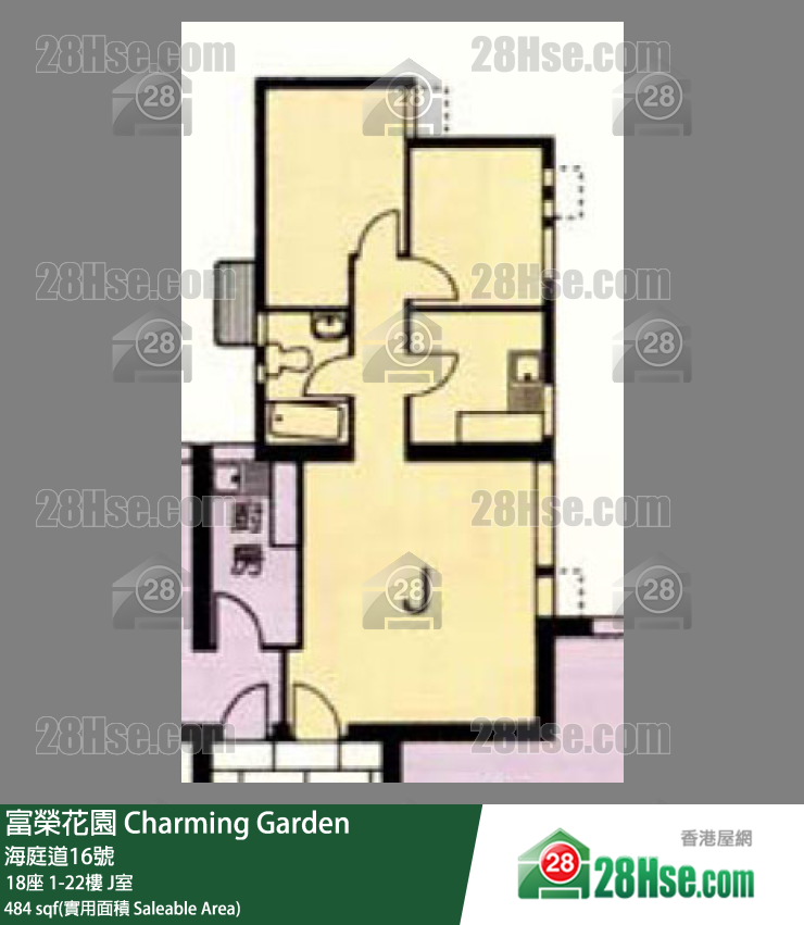 富荣花园 18座 22楼 J室 平面图