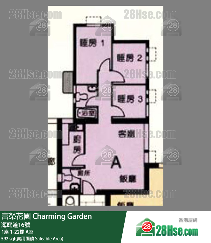 富荣花园 1座6楼 A室 平面图