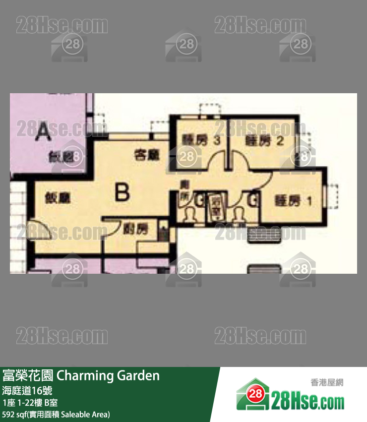 富荣花园 1座17楼 B室 平面图