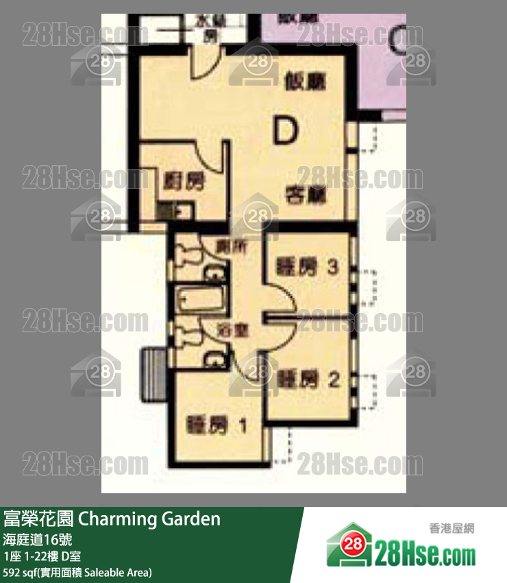 富荣花园 1座5楼 D室 平面图