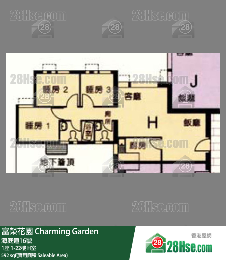 富荣花园 1座22楼 H室 平面图