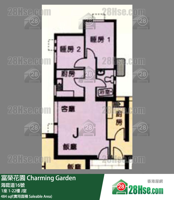 富荣花园 1座9楼 J室 平面图