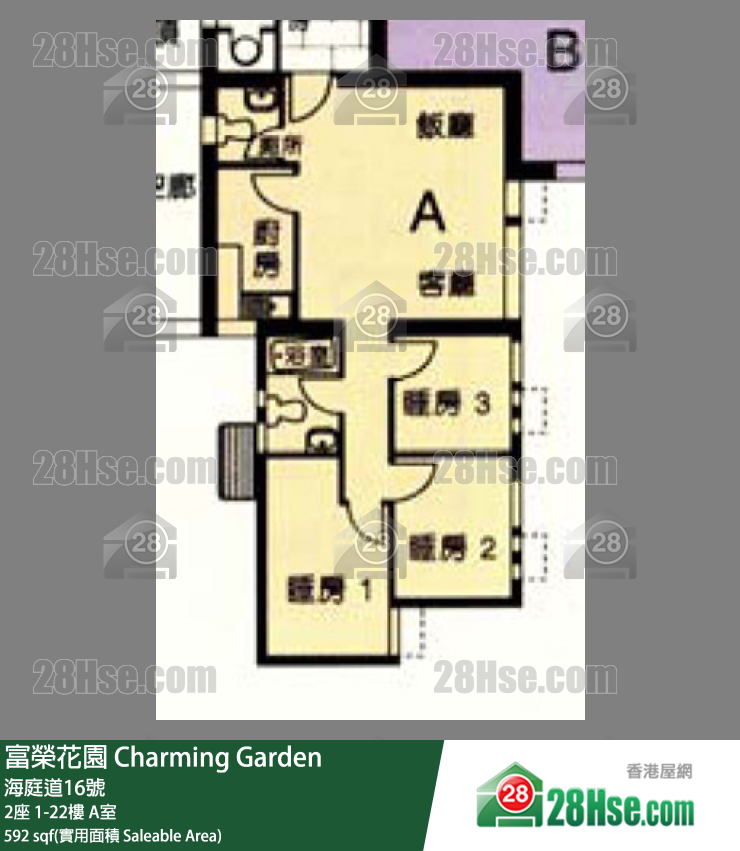 富荣花园 2座12楼 A室 平面图