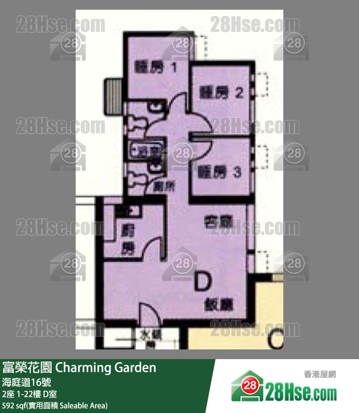 富荣花园 2座4楼 D室 平面图