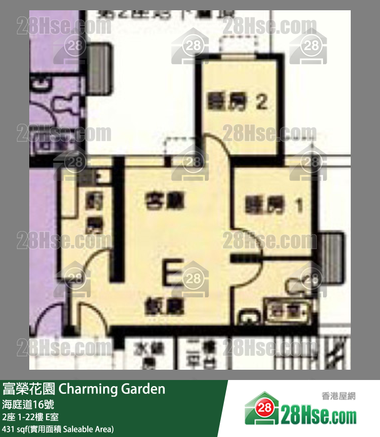 富荣花园 2座 11楼 E室 平面图