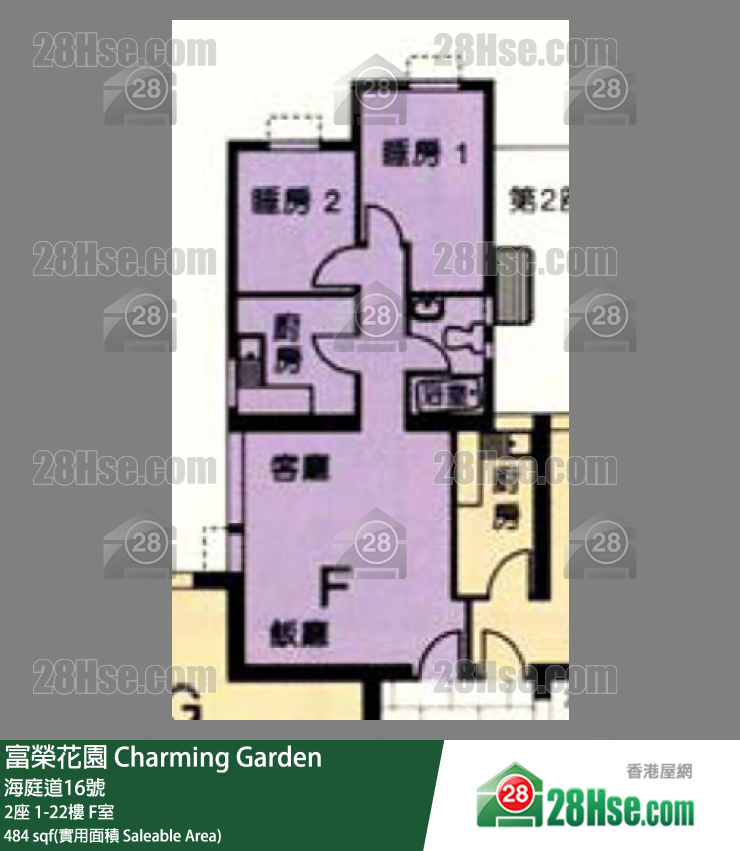 富荣花园 2座21楼 F室 平面图