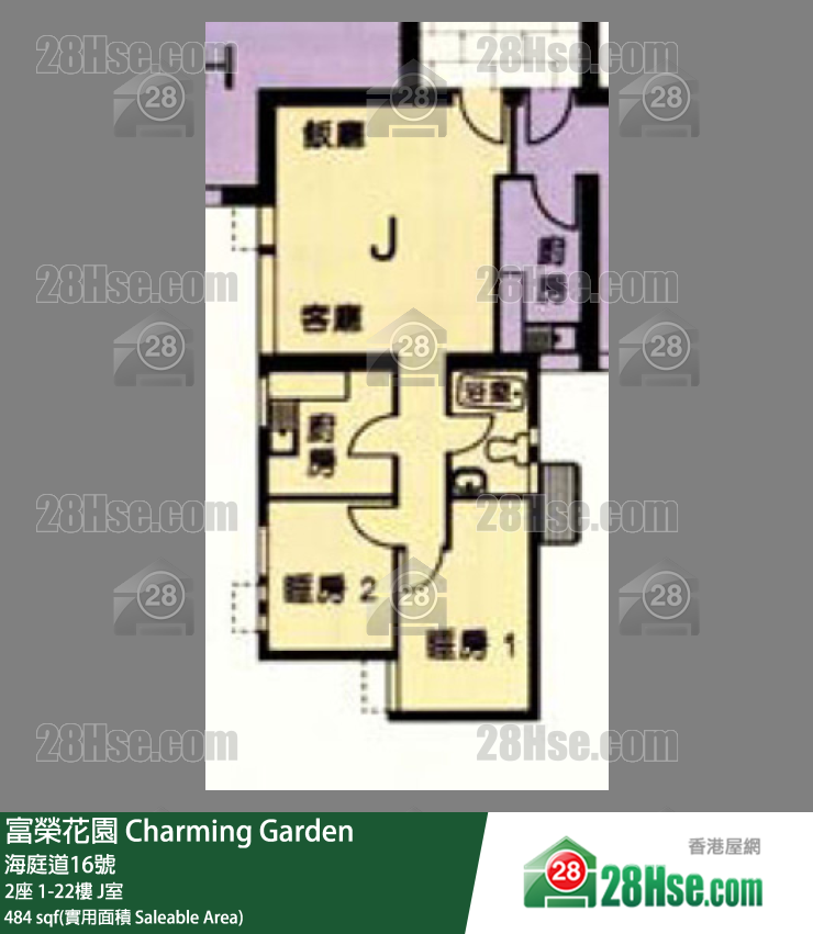 富荣花园 2座10楼 J室 平面图