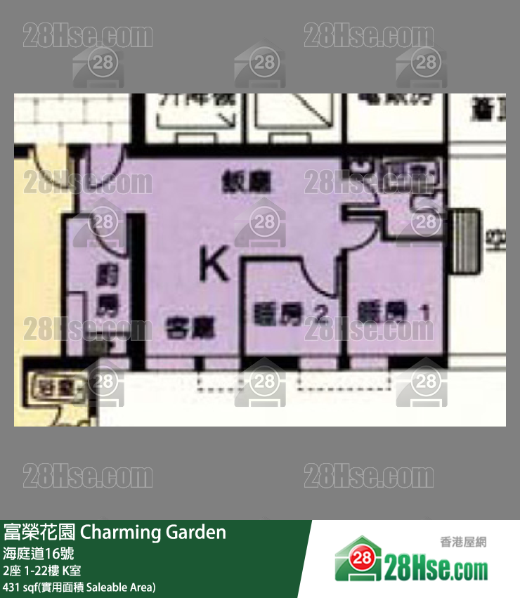 富荣花园 2座15楼 K室 平面图