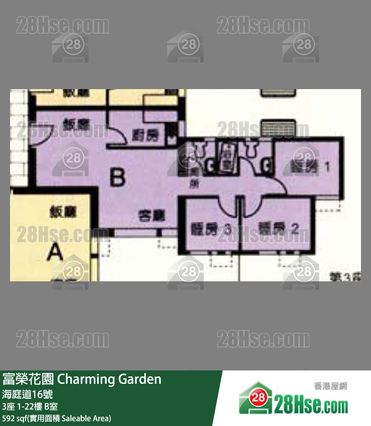 富荣花园 3座 13楼 B室 平面图
