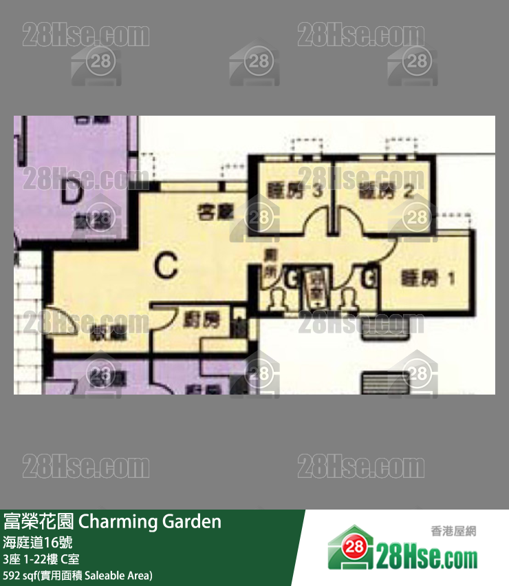 富荣花园 3座14楼 C室 平面图