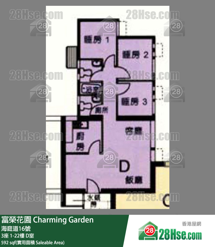 富荣花园 3座4楼 D室 平面图