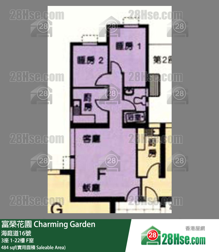 富荣花园 3座10楼 F室 平面图