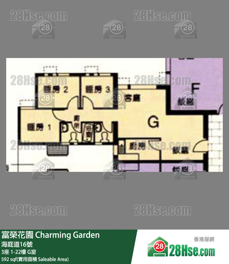 富荣花园 3座21楼 G室 平面图