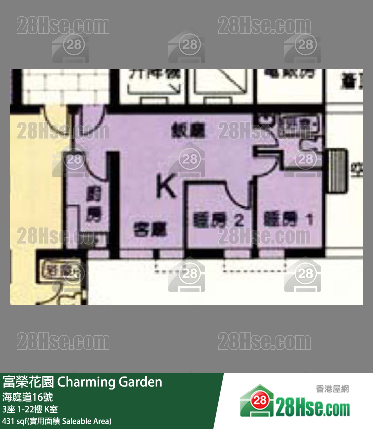 富荣花园 3座14楼 K室 平面图