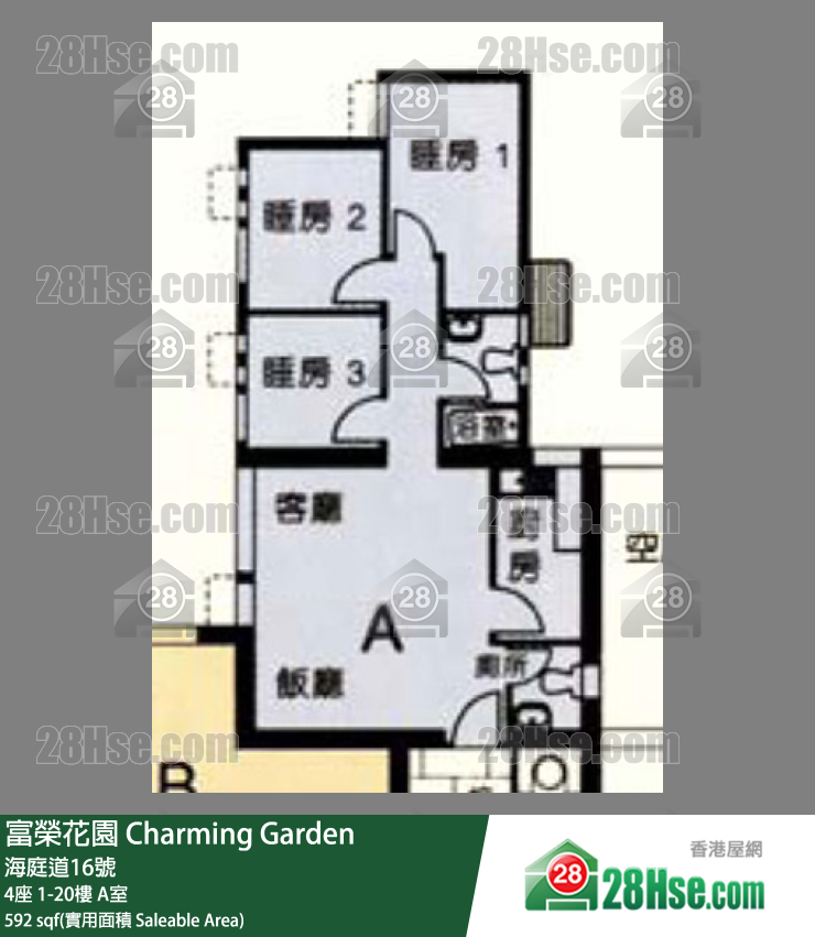 富荣花园 4座3楼 A室 平面图
