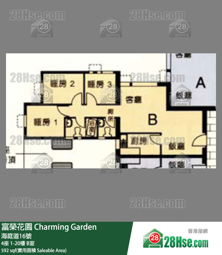 富荣花园 4座9楼 B室 平面图