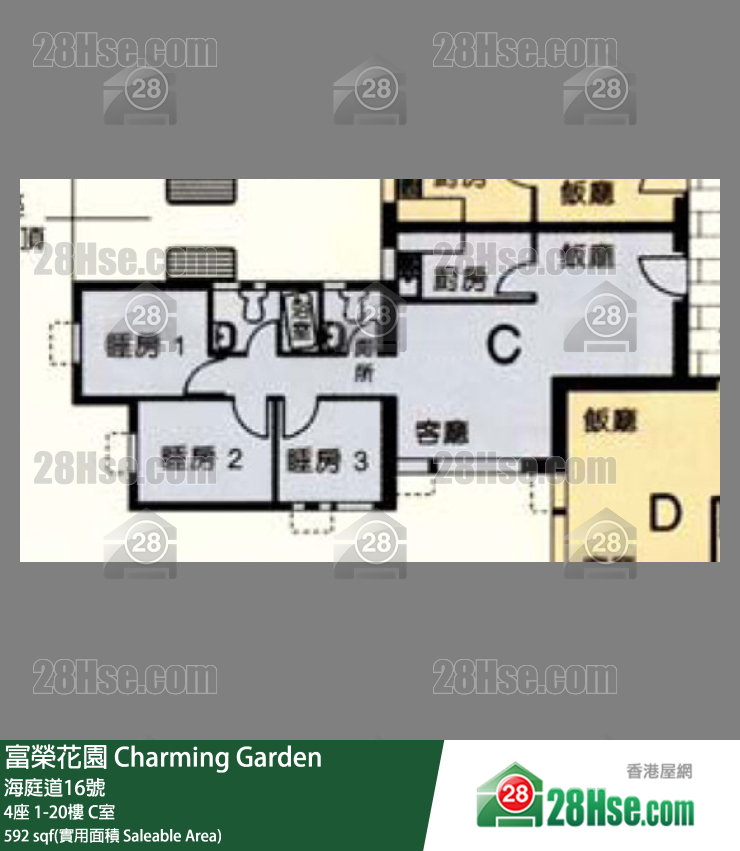 富荣花园 4座10楼 C室 平面图