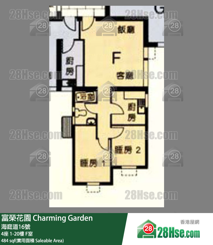 富荣花园 4座12楼 F室 平面图