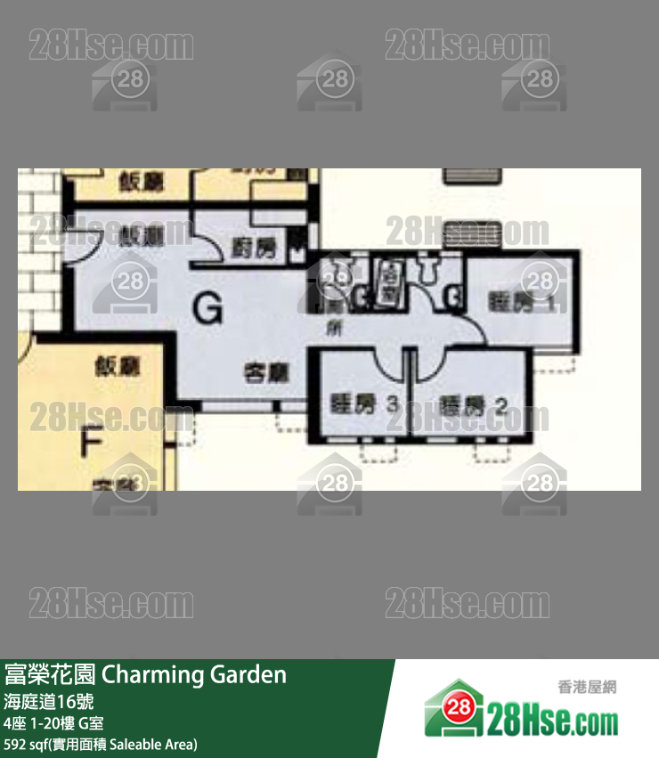 富荣花园 4座4楼 G室 平面图