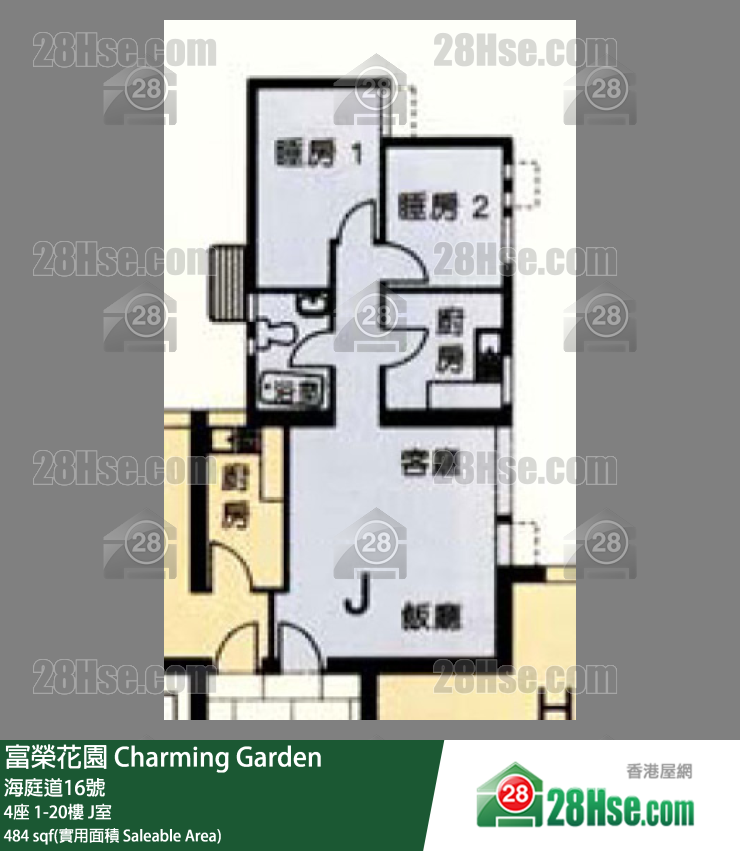 富荣花园 4座12楼 J室 平面图