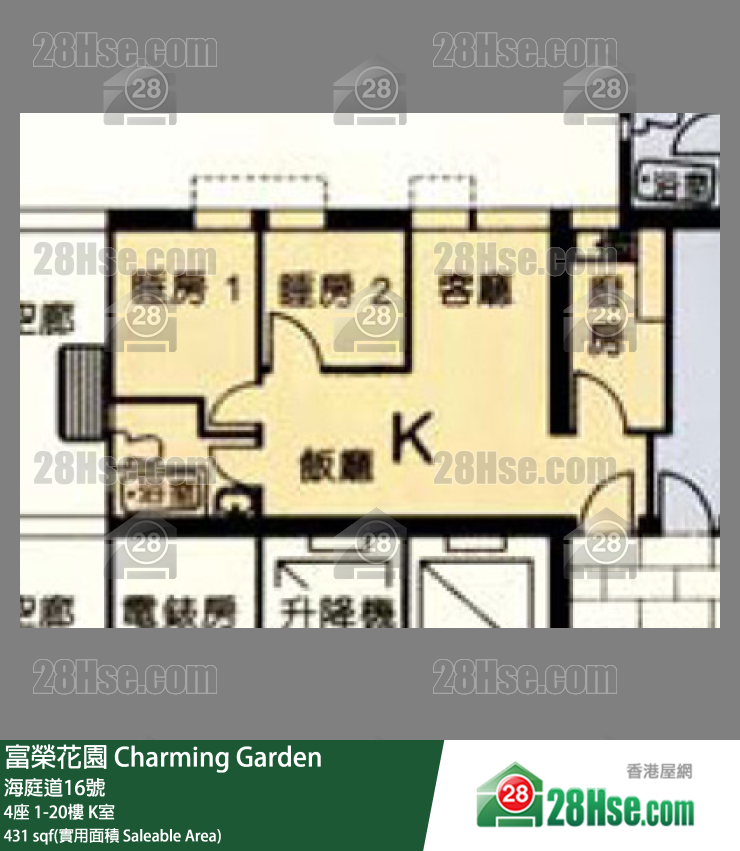 富荣花园 4座4楼 K室 平面图