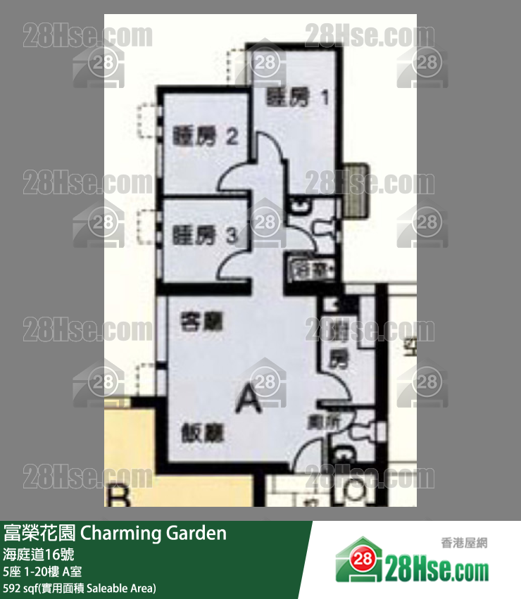 富荣花园 5座 10楼 A室 平面图