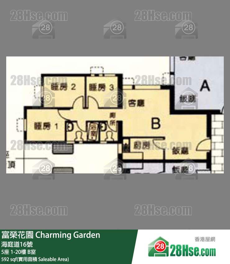 富荣花园 5座17楼 B室 平面图