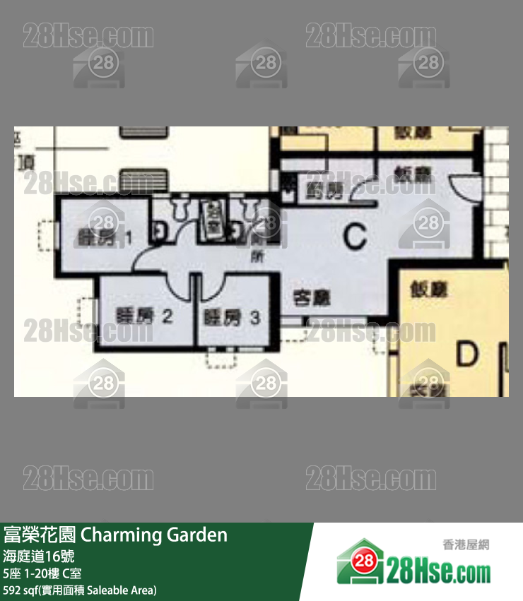 富荣花园 5座13楼 C室 平面图